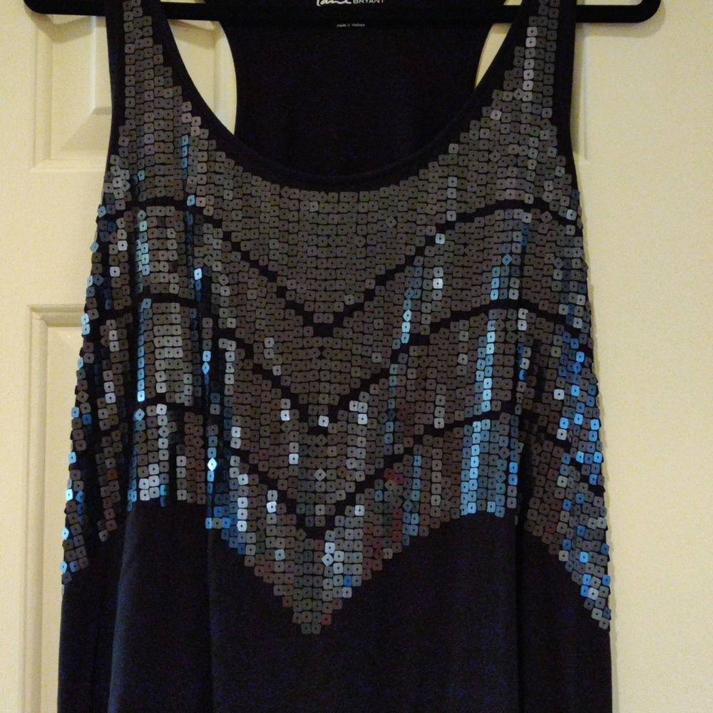 Lane Bryant Black tank top with black sequins 18/20 - Picture 2 of 5